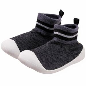 Goldbug The Denver Sz 4 Slipper Sock Shoes for Early Walkers Non-Slip Stone Gray